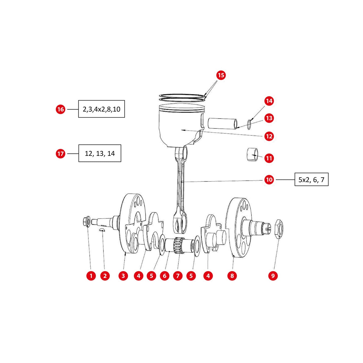 17a/ KOLBEN SATZ KOMPL. 103MM GRUPPE 1